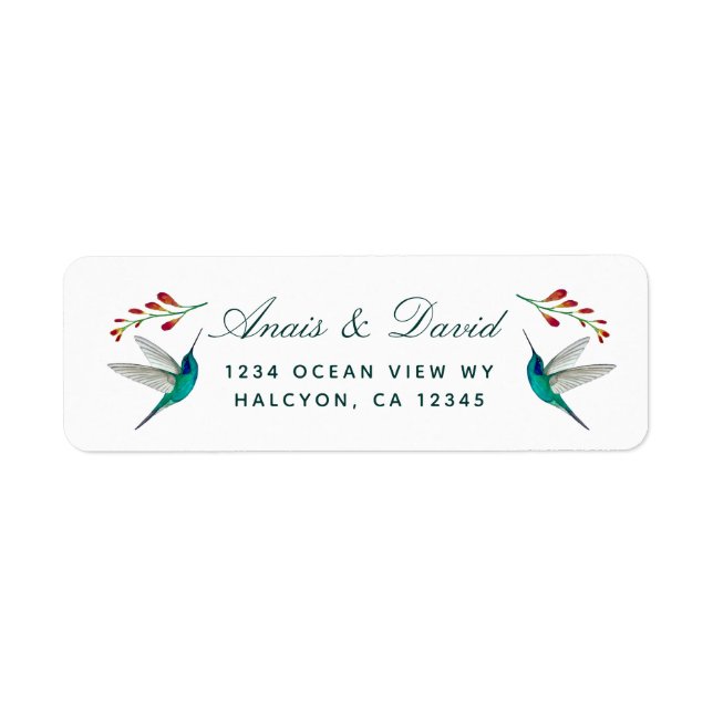 Hummingbird Summer Wedding  return address Label (Front)
