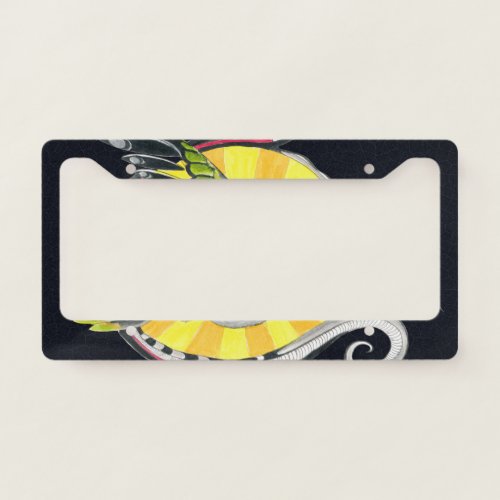 Hummingbird Sun Ink art indigo License Plate Frame