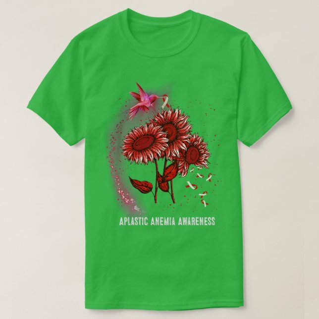 Hummingbird Sunflower Aplastic Anemia Awareness  T-Shirt (Design Front)