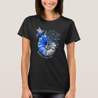 Hummingbird Sunflower Blue Diabetes Awareness T-Shirt