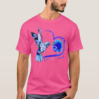 Hummingbird Sunflower Blue Ribbon Colon Cancer Awa T-Shirt