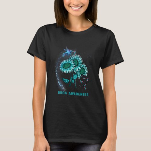 Hummingbird Sunflower BRCA Awareness  T_Shirt