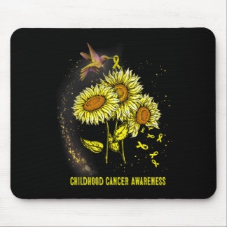 Hummingbird Sunflower Childhood Cancer Awareness  Mouse Pad