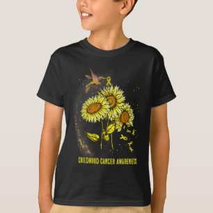 Hummingbird Sunflower Childhood Cancer Awareness T-Shirt