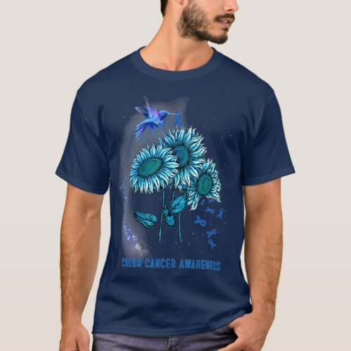 Hummingbird Sunflower Colon Cancer Awareness  T_Shirt