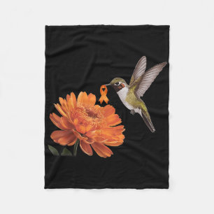 Hummingbird Sunflower Daisy Orange Ribbon Leukemia Fleece Blanket