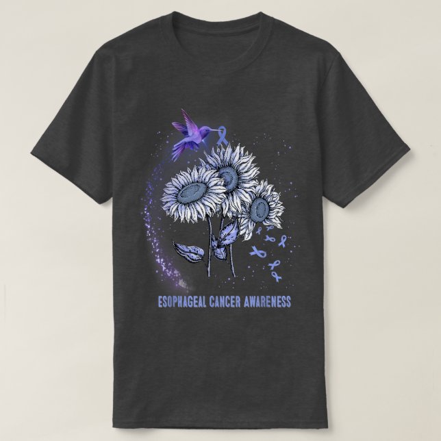 Hummingbird Sunflower Esophageal Cancer Awareness  T-Shirt (Design Front)