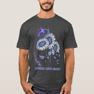 Hummingbird Sunflower Esophageal Cancer Awareness T-Shirt