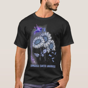 Hummingbird Sunflower Esophageal Cancer Awareness T-Shirt
