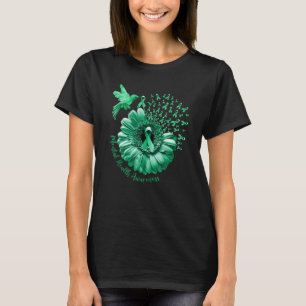 Hummingbird Sunflower Green Mental Health Awarenes T-Shirt
