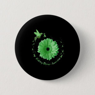 Hummingbird Sunflower Green Ribbon Kidney Disease Button