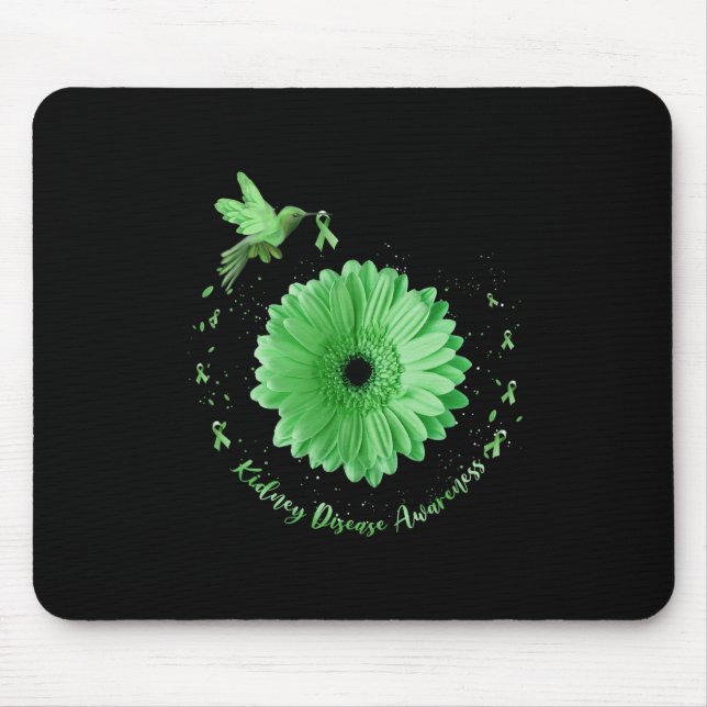 Hummingbird Sunflower Green Ribbon Kidney Disease  Mouse Pad (Front)