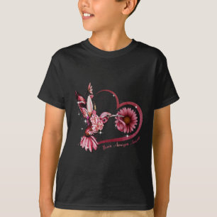 Hummingbird Sunflower Heart Burgundy Ribbon Brain  T-Shirt