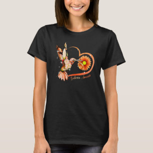 Hummingbird Sunflower Heart Orange Ribbon Leukemia T-Shirt