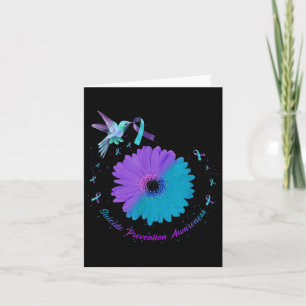 Hummingbird Sunflower Heart Purple Ribbon Suicide Card