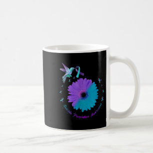 Hummingbird Sunflower Heart Purple Ribbon Suicide Coffee Mug