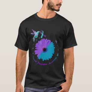 Hummingbird Sunflower Heart Purple Ribbon Suicide T-Shirt