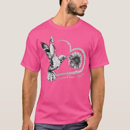 Hummingbird Sunflower Heart Zebra Ribbon Carcinoid T_Shirt