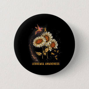 Hummingbird Sunflower Leukemia Awareness Button