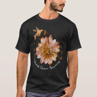 Hummingbird Sunflower Leukemia Awareness Orange Ri T-Shirt