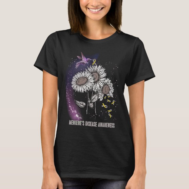 Hummingbird Sunflower Meniere's Disease Awareness T-Shirt (Front)