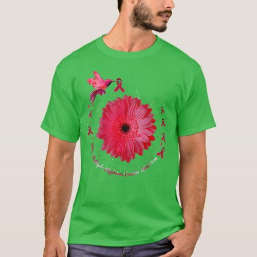 Hummingbird Sunflower Multiple Myeloma Cancer Awar T_Shirt