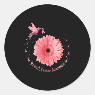 Hummingbird Sunflower Pink Ribbon Breast Cancer Aw Classic Round Sticker