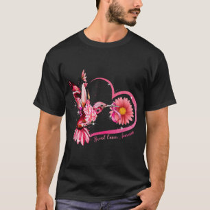 Hummingbird Sunflower Pink Ribbon Breast Cancer Aw T-Shirt