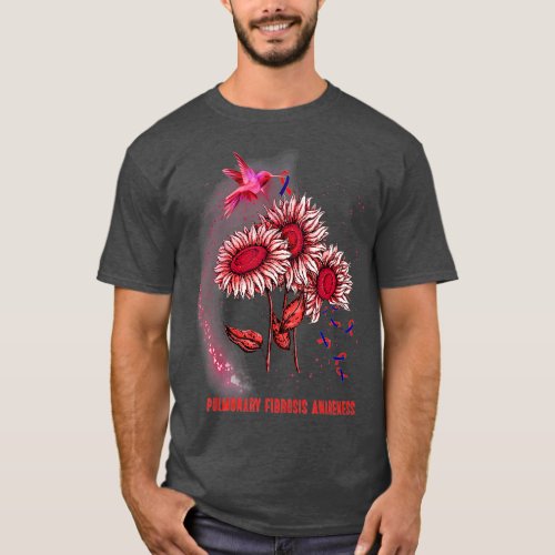 Hummingbird Sunflower Pulmonary Fibrosis Awareness T_Shirt