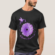Hummingbird Sunflower Purple Ribbon Alzheimer's Aw T-Shirt