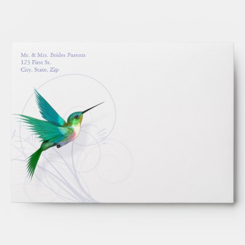 Hummingbird Swirl 5x7 Invitation Envelope A7