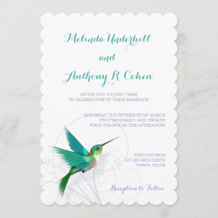 Hummingbird Swirl 5x7 Wedding Invitation