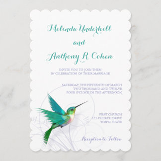 Hummingbird Swirl 5x7 Wedding Invitation