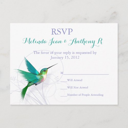 Hummingbird Swirl RSVP Postcard