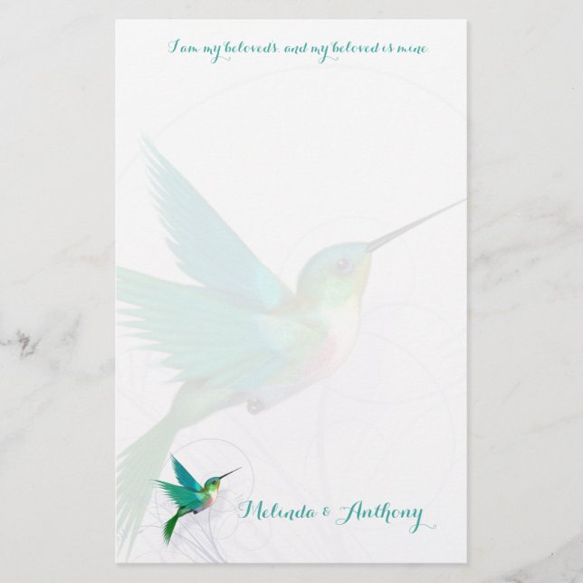 Hummingbird Swirl Stationery (Front)