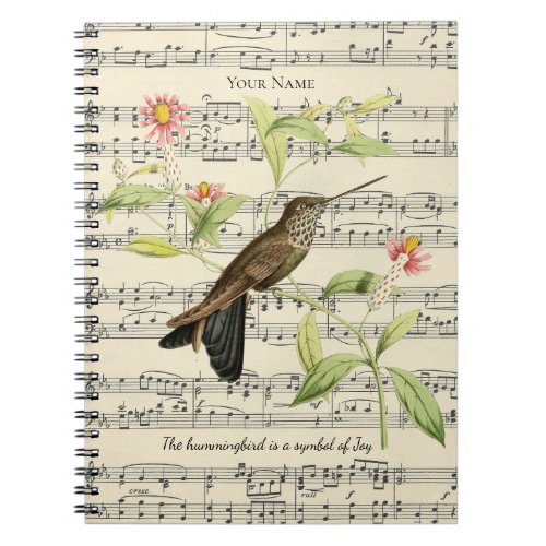 hummingbird symbol of joy gratitude notebook