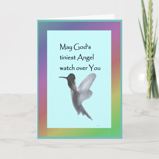 Hummingbird Sympathy Card-God's tiniest Angel Card (Front)