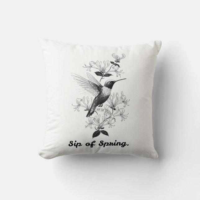 Hummingbird T-Shirt, Honeysuckle Vine Throw Pillow (Front)