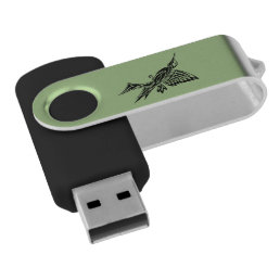 Hummingbird Tattoo Green USB Flash Drive