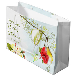 Hummingbird Tea Party Baby Shower Large Gift Bag