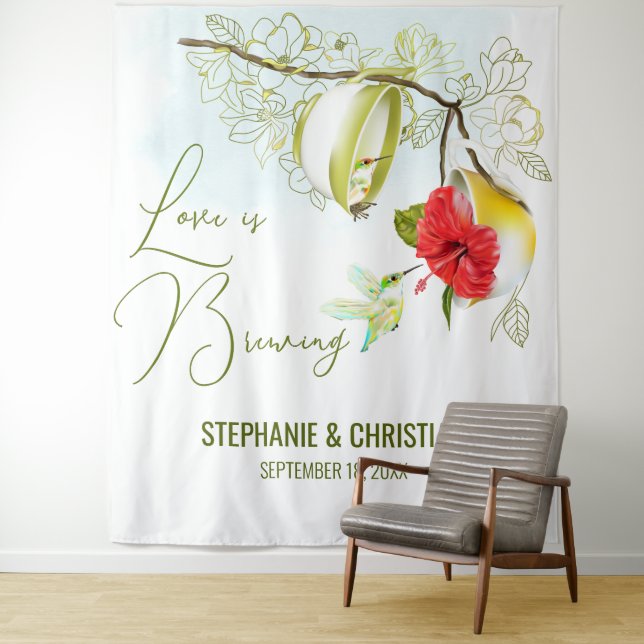 Hummingbird Tea Party Bridal Shower Backdrop (In Situ)