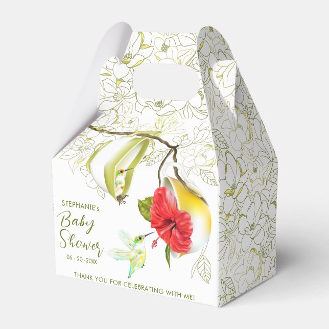 Hummingbird Teacup Floral Favor Boxes (Front Side)