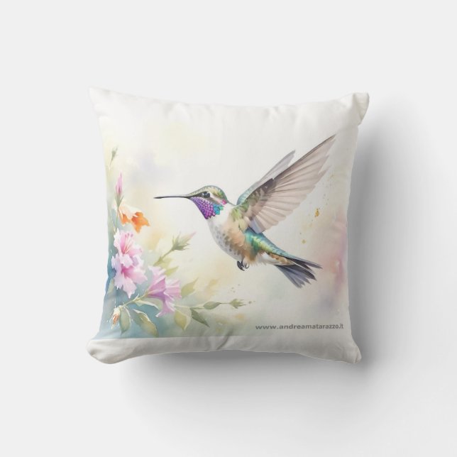 Hummingbird Throw Pillow (Front)