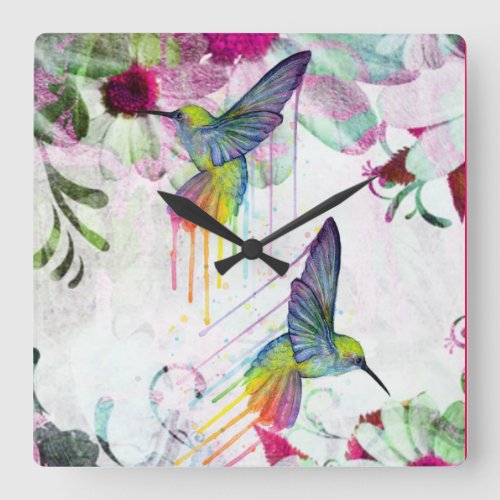 Hummingbird Time Square Wall Clock