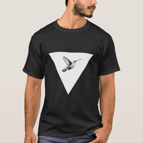 Hummingbird Triangle Bird Animal Geometric Lines M T_Shirt