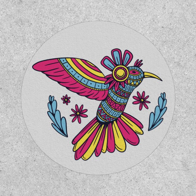 Hummingbird Tribal Mandala Huichol Art Patch (Front)