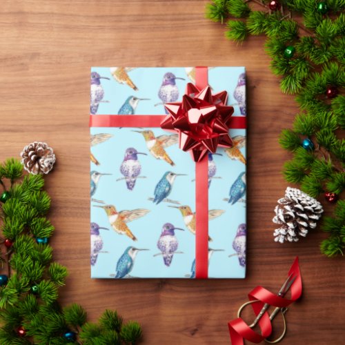 Hummingbird Trio Costas Rufous and Bee Bright  Wrapping Paper