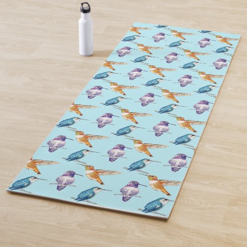 Hummingbird Trio Costas Rufous and Bee Bright  Yoga Mat