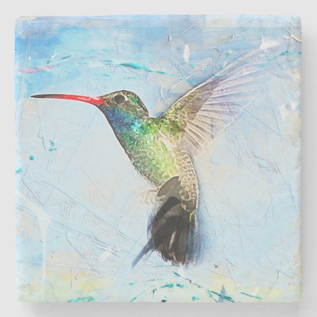 Hummingbird Trivet, Bird Tile Trivet Stone Coaster (Front)