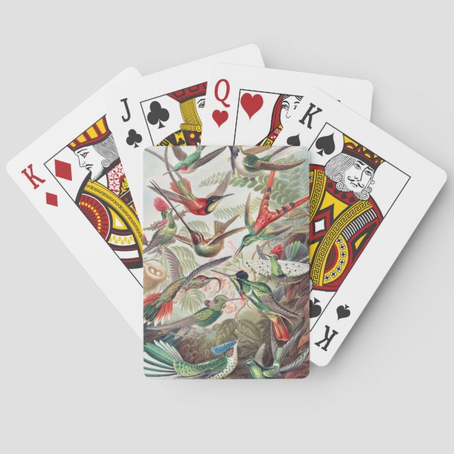Hummingbird, Trochilidae Kolibris by Ernst Haeckel Poker Cards (Back)